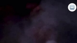 Ebony girl hits vape and shows tit on monkey app
