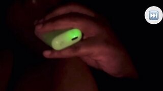 Ebony girl hits vape and shows tit on monkey app