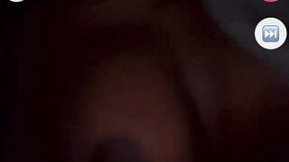 Ebony girl flashes her perfect tits for me on monkey app