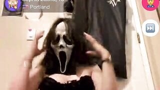 Masked girl flashes me quick on monkey app