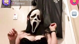 Masked girl flashes me quick on monkey app