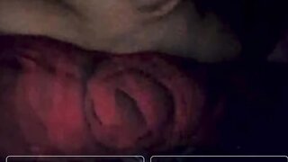Sitting on Ome.tv with her tits out