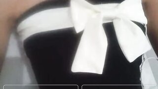 Ome.tv girl in cute dress exposes her boobs for me