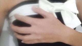 Ome.tv girl in cute dress exposes her boobs for me