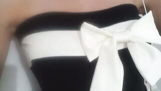 Ome.tv girl in cute dress exposes her boobs for me
