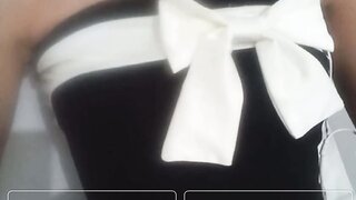 Ome.tv girl in cute dress exposes her boobs for me