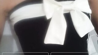 Ome.tv girl in cute dress exposes her boobs for me