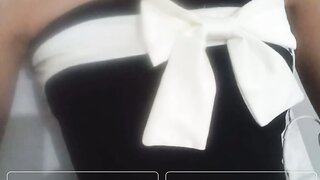 Ome.tv girl in cute dress exposes her boobs for me