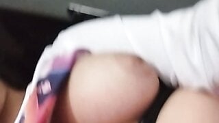 Takes is sitting on ome.tv with boobs out