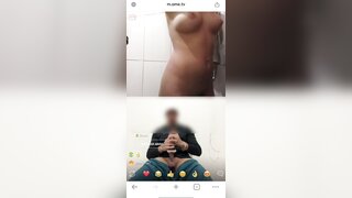 naughty girl from ometv shows off for me and gets cumshot