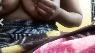 Indian babe Playing with boobs