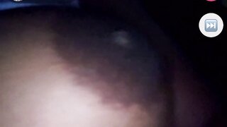 Ebony teen flashes great tits on monkey.app