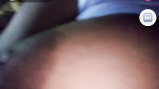 Ebony teen flashes great tits on monkey.app