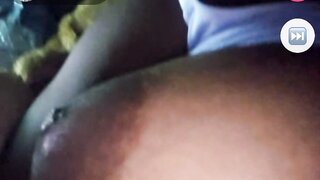 Ebony teen flashes great tits on monkey.app