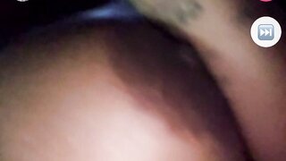 Ebony teen flashes great tits on monkey.app