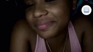 Pretty ebony flashes boobs on monkey.app