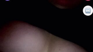White girl plays with boobs on monkey.app