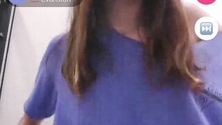 White girl flashes small boobs on monkey.app
