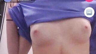 White girl flashes small boobs on monkey.app