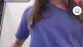 White girl flashes small boobs on monkey.app