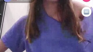 White girl flashes small boobs on monkey.app