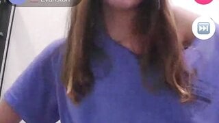 White girl flashes small boobs on monkey.app