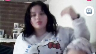Chubby girl shows boobs and ass on monkey app