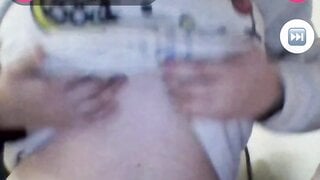 Chubby girl shows boobs and ass on monkey app