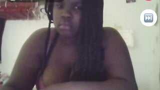BBW ebony shows off her great tits and thick ass on monkey app
