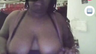 BBW ebony shows off her great tits and thick ass on monkey app
