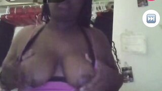 BBW ebony shows off her great tits and thick ass on monkey app