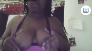 BBW ebony shows off her great tits and thick ass on monkey app