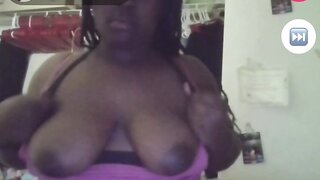 BBW ebony shows off her great tits and thick ass on monkey app