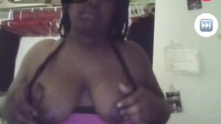 BBW ebony shows off her great tits and thick ass on monkey app