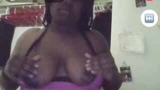 BBW ebony shows off her great tits and thick ass on monkey app