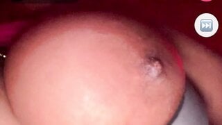 Ebony shows a huge boob on monkey app