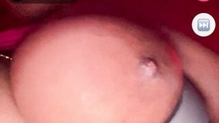 Ebony shows a huge boob on monkey app