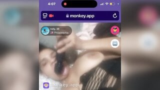 ebony with her vibrator on monkey app