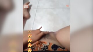 Indian girl fingers in bathroom