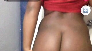 Ebony loves showing off that ass on monkey app