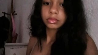 Brazillian girl gets horny on ome tv and shows boobs