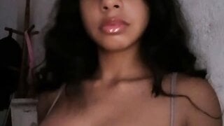 Brazillian girl gets horny on ome tv and shows boobs