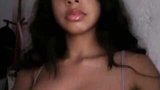 Brazillian girl gets horny on ome tv and shows boobs