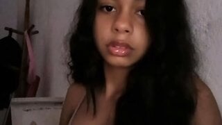 Brazillian girl gets horny on ome tv and shows boobs