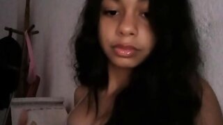 Brazillian girl gets horny on ome tv and shows boobs