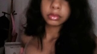 Brazillian girl gets horny on ome tv and shows boobs