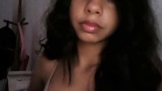 Brazillian girl gets horny on ome tv and shows boobs