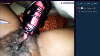 Hairy Indian girl squirts on curling iron on flingster
