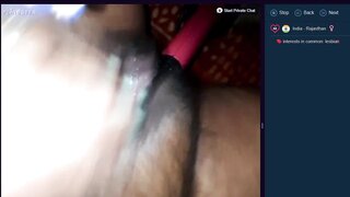 Hairy Indian girl squirts on curling iron on flingster