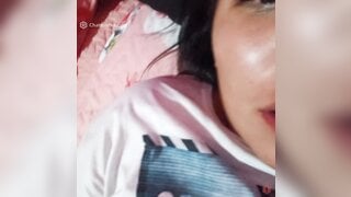 Argentinian teen shows her tits and tongue